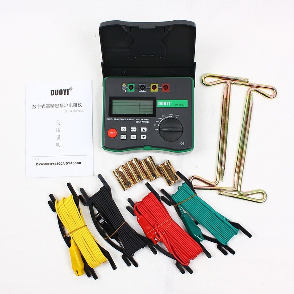 DUOYI DY4300 Insulation Resistance Tester Meter Digital Megger Soil Earth Ground Resistance Voltage Tester Megohmmeter Voltmeter