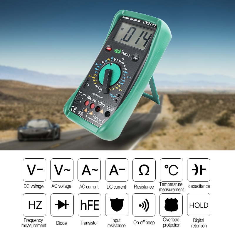 DUOYI DY2105 Professional Digital Multimeter True RMS 20A Current AC DC Voltmeter Capacitance Resistance Tester