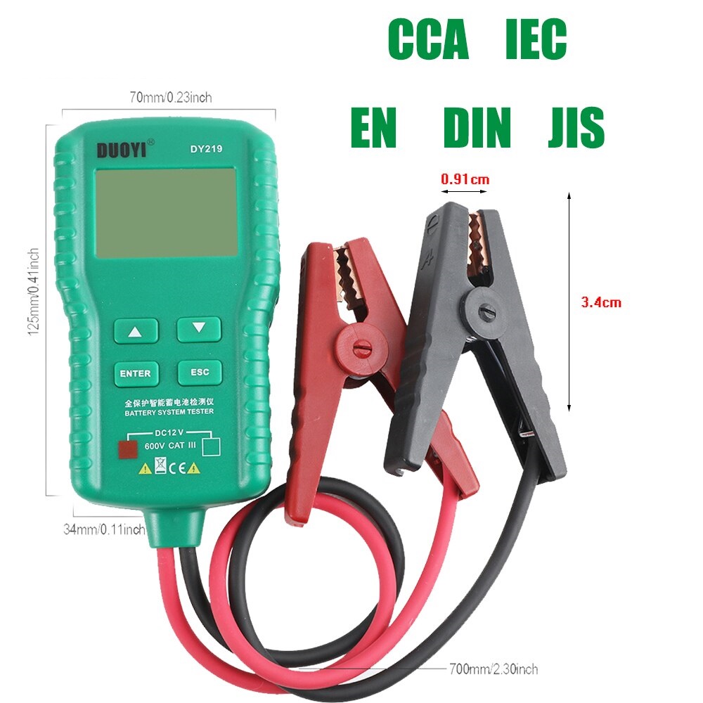 DY219 DY219A 12V 24V Digital Battery Tester Automotive AH 100-1000CCA Voltage Battery Analyzer Load Multifunction Diagnostic Tools