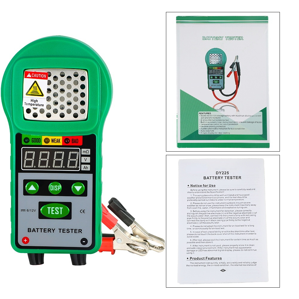 DY225 3 In 1 Electric Vehicles  Battery Tester 6V 12V DC Power Load Starting Charge UPS Test Tool Battery Capacity Tester