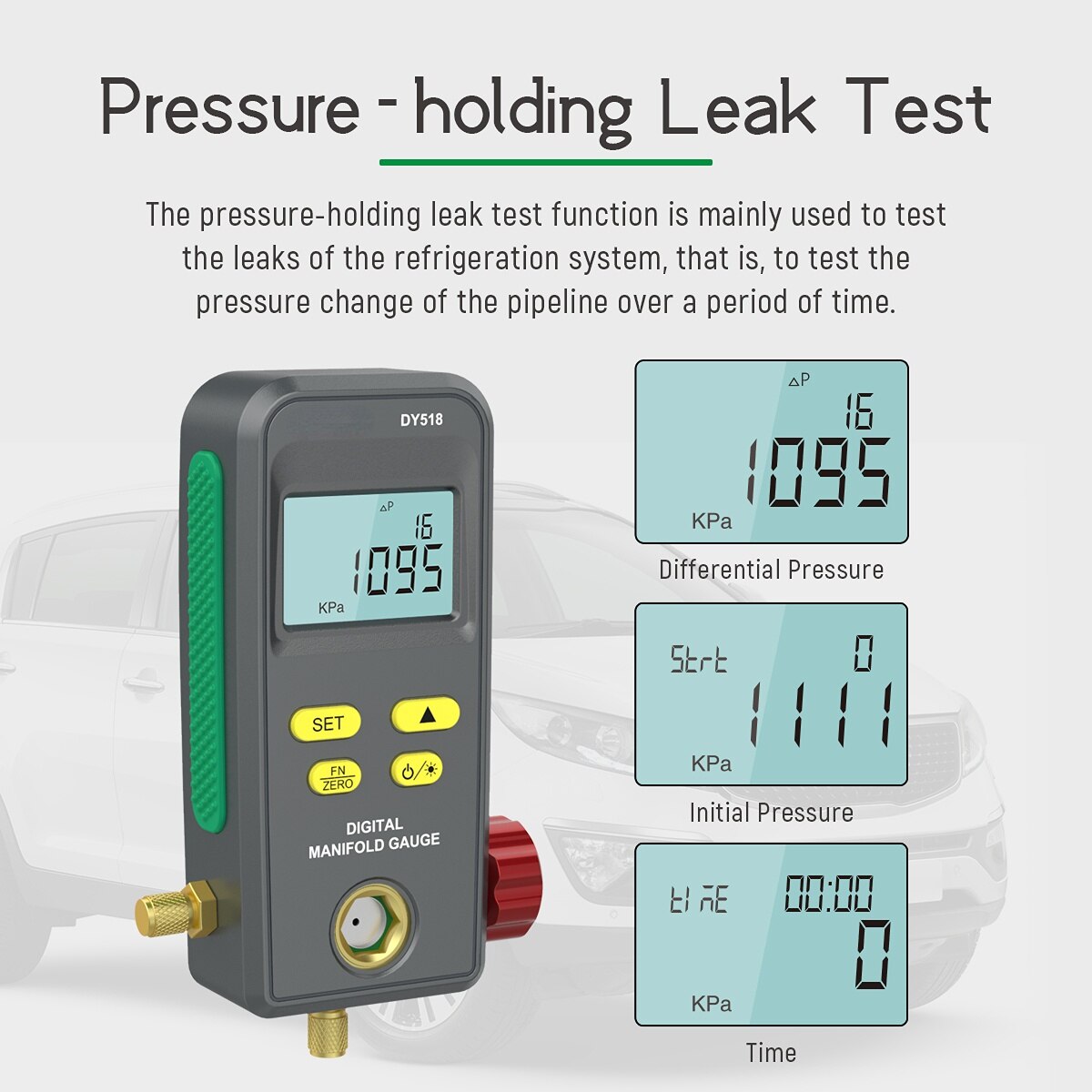 DY518 Refrigeration Pressure Gauge Digital Manifold Meter Vacuum HVAC Meter Pressure Freon Manometer Temperature Tester