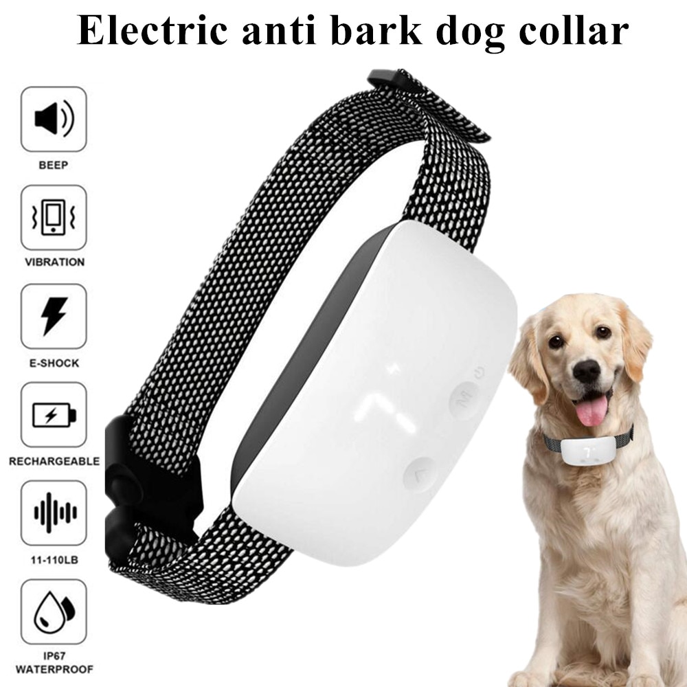 Electric Bark training collar Waterproof anti bark dog collar beep vibration shock 7 level no barking Rechargeable collar