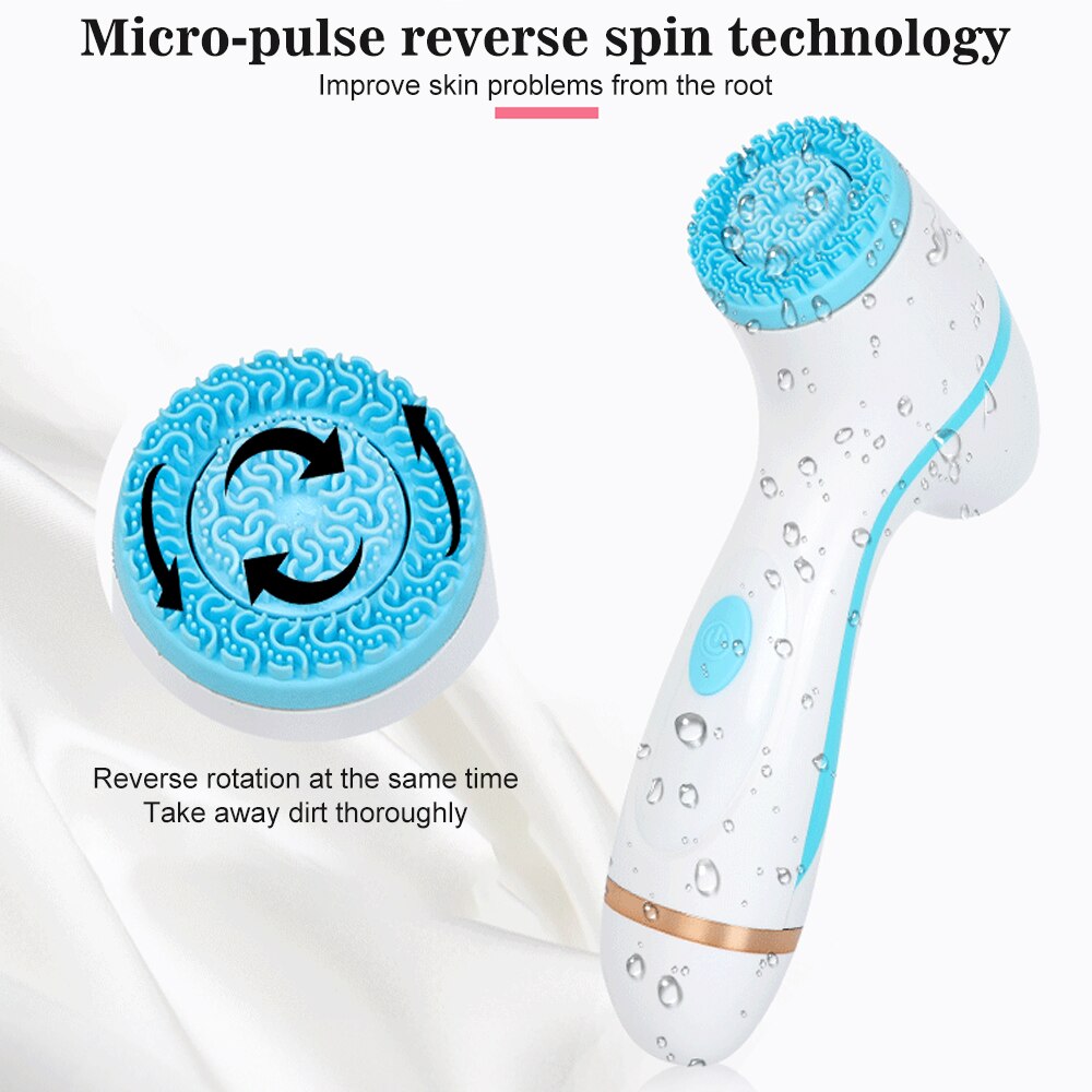 Electric Face Cleaners Facial Cleansing Brush Pore Ceaner Skin Deep Cleaning Brush Heads Face Cleaner Face Spa Facial Massage