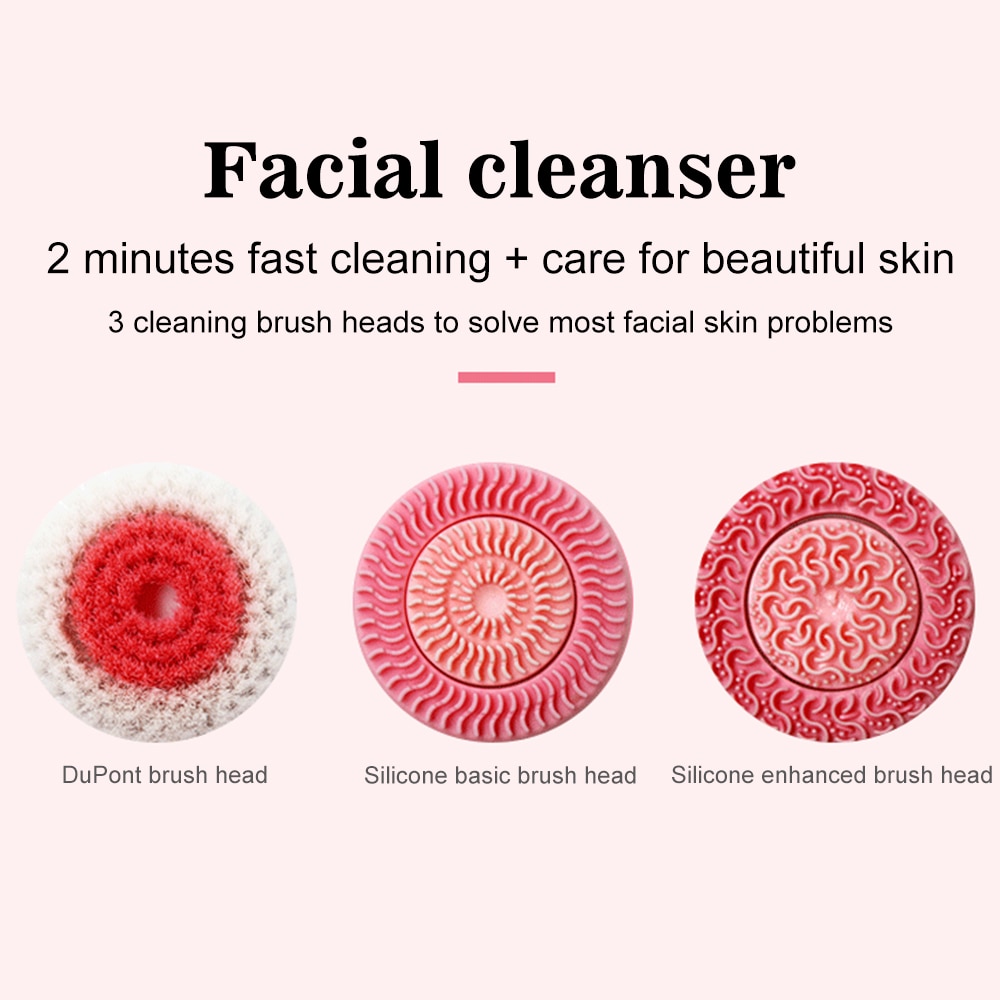 Electric Face Cleaners Facial Cleansing Brush Pore Ceaner Skin Deep Cleaning Brush Heads Face Cleaner Face Spa Facial Massage