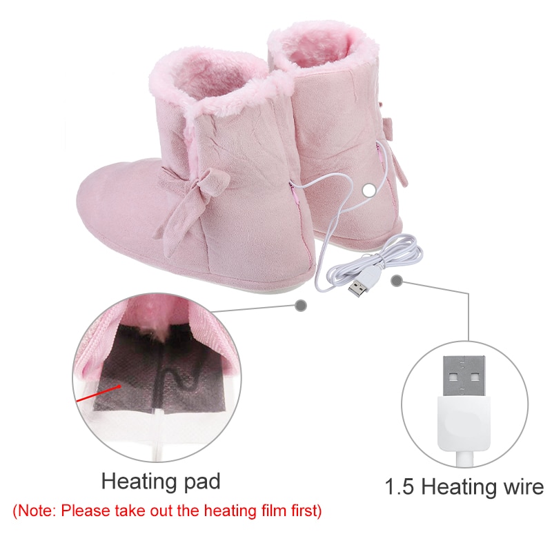 Winter Warm Snow Boots  Electric Heated Shoes Comfortable Plush Foot Warmer Shoes Washable USB Charging Electric Heating Shoes