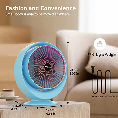 Electric Heater for Room Energy-Saving Quiet Ceramic Fan Heater 800W Fan Heater Overheating and Tilt Protection PTC Mini Heater
