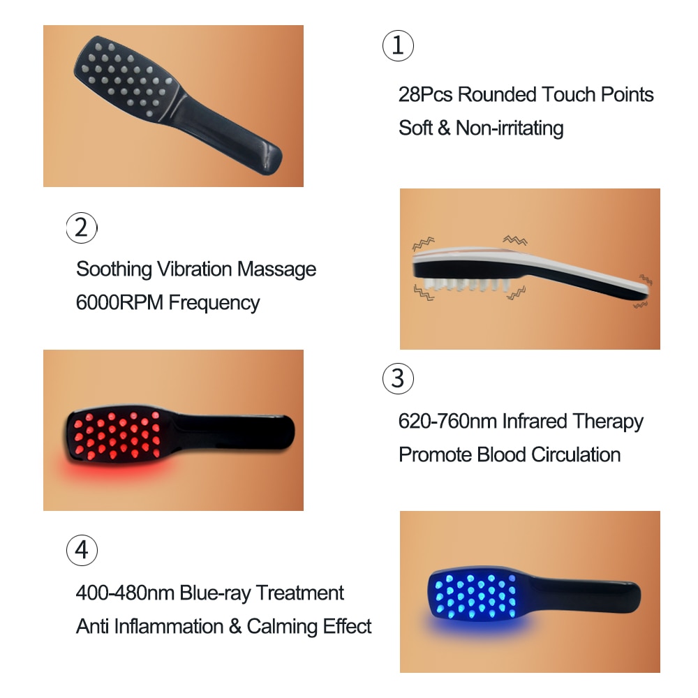 Electric Laser Hair Growth Comb Hair Brush Laser Hair Loss Stop Regrow Therapy Comb Ozone Infrared Massager Drop Shipping