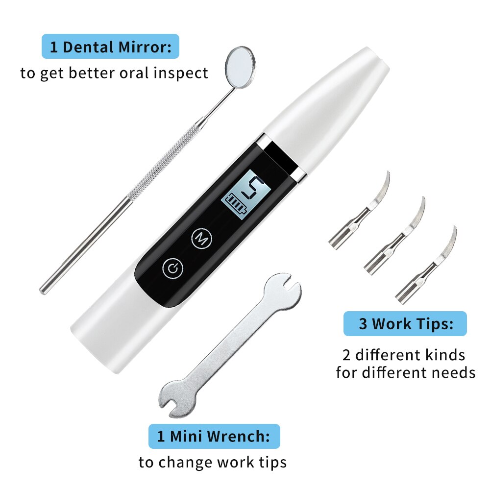 Ultrasonic Calculus Remover Electric Portable Dental Scaler Tooth Cleaner Sonic Smoke Stains Tartar Plaque Oral Irrigator Tools