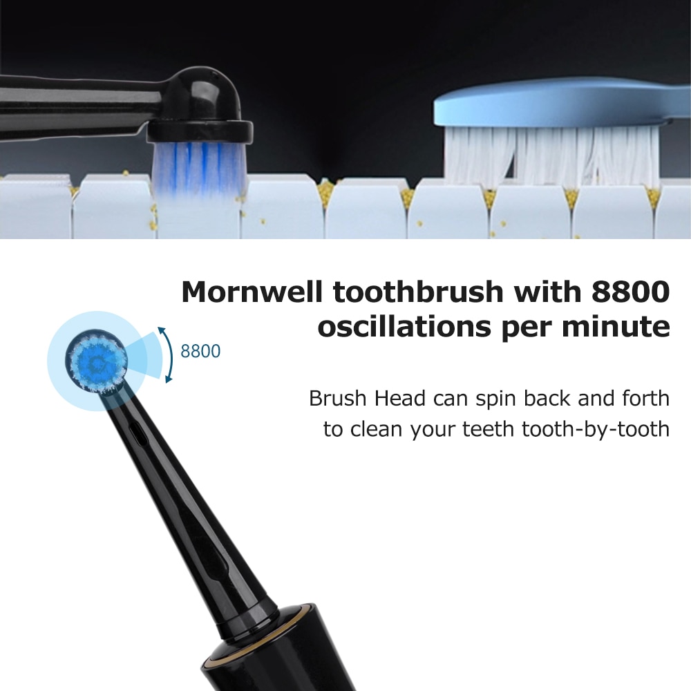 Electric Rotating Toothbrush Adult Timer Brush USB Rechargeable Electric Tooth Brushes with 2pcs Replacement Brush Head