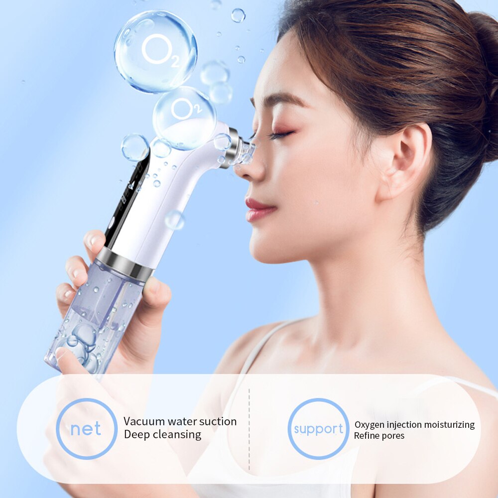 Electric Small Bubble Blackhead Remover USB Rechargeable Water Cycle Pore Acne Pimple Removal Vacuum Suction Facial Cleaner Tool