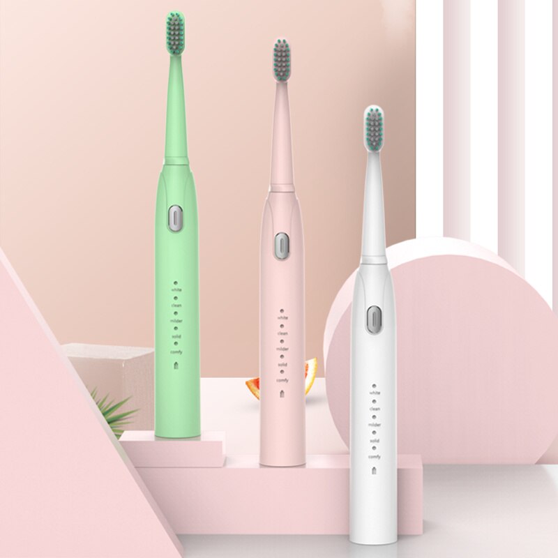Sonic Electric Toothbrush Adult Timer Brush 4 Mode USB Charger Rechargeable IPX7 Tooth Brushes Replacement Heads Set