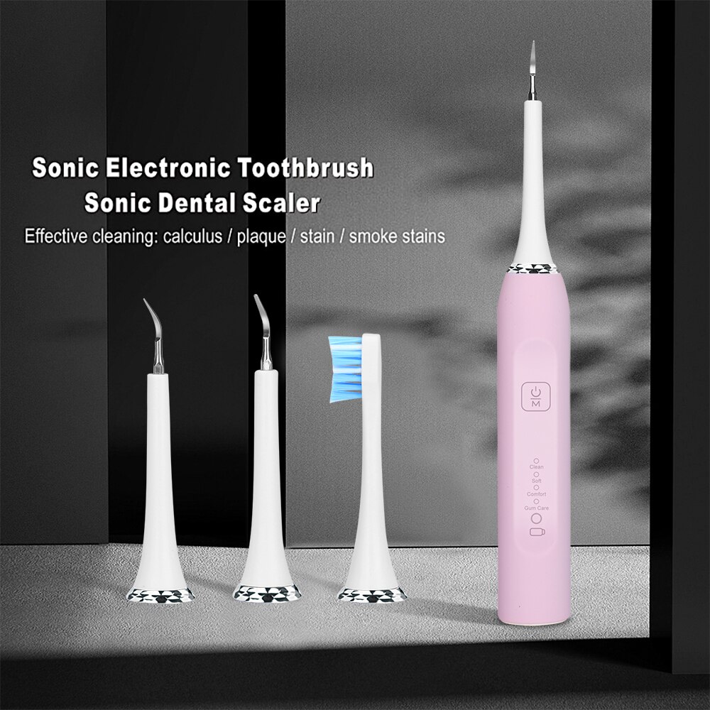 Electric Toothbrush Scaler 2 in 1 Dental Vibrition Sonic Remove Calculus Smoke Stain Tartar Clean Whiten Teeth Replaceable Head