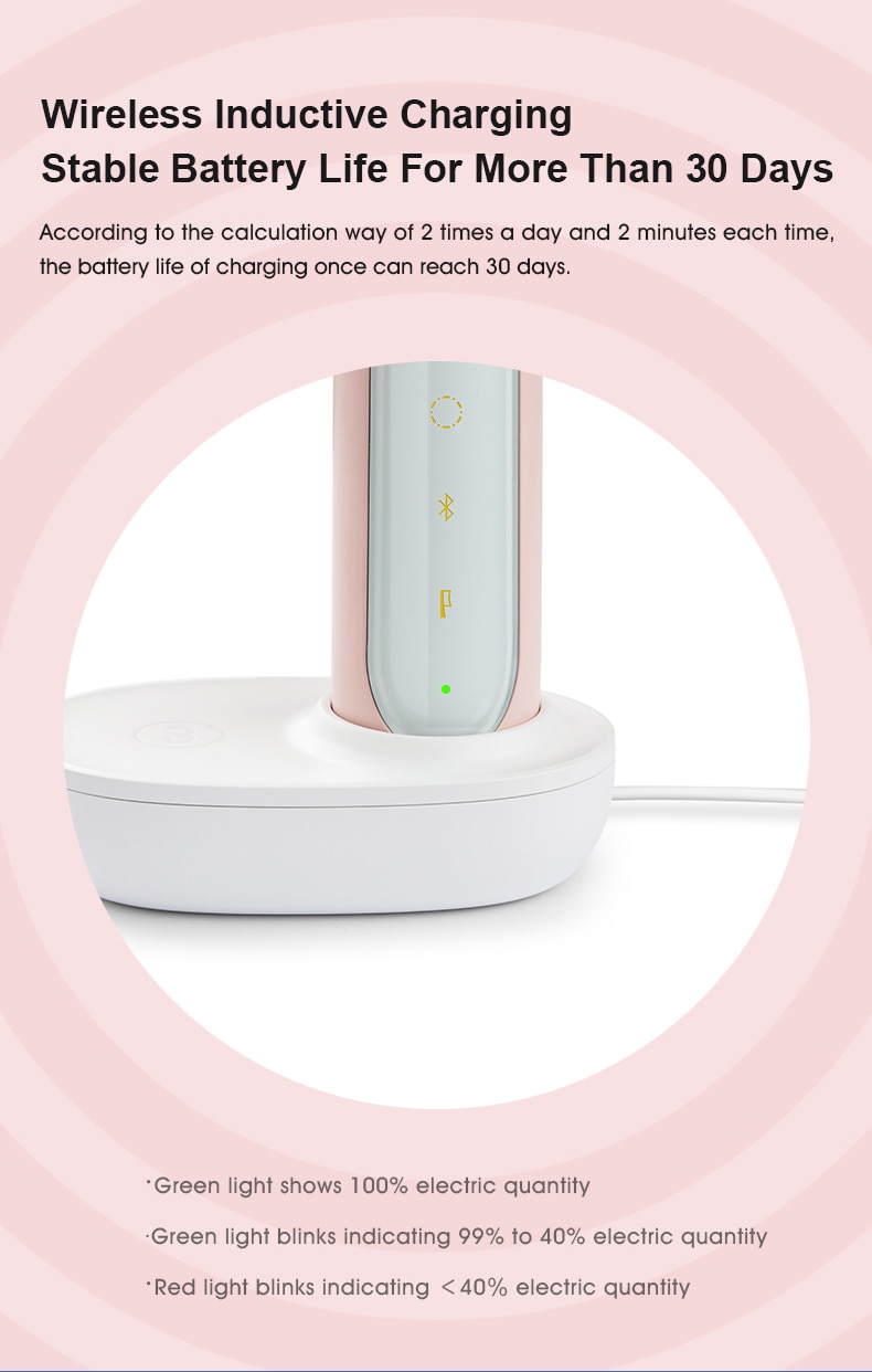 Electric Toothbrush with Overvoltage Protection and Reminder Wireless Charging dock  clean Whitening Ultrasound brush