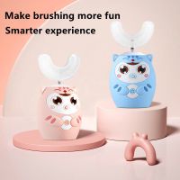 Electric Toothbrush for Kids Silicon Automatic Ultrasonic Teeth Tooth Brush Cartoon Pattern for Children U-type Smart 360 Degrees brush