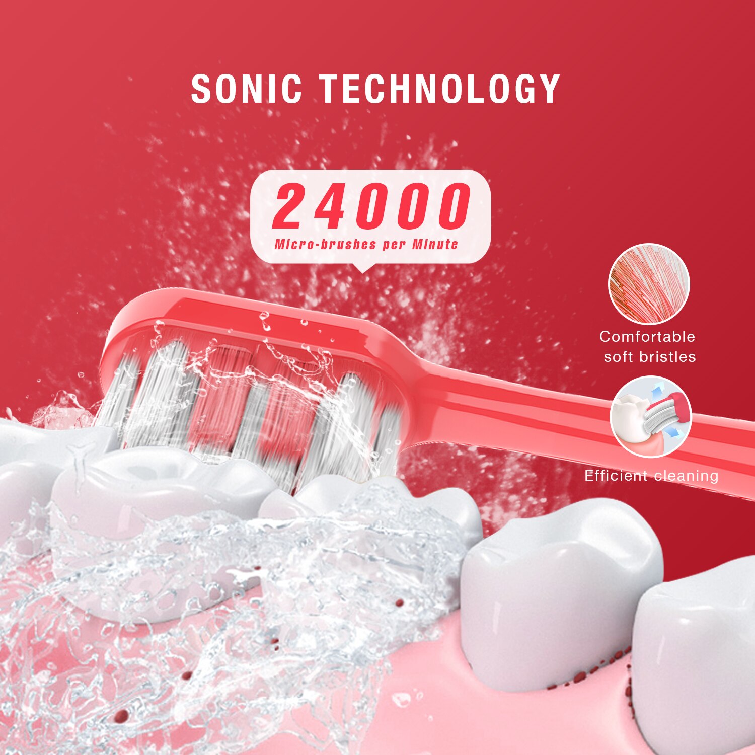Electric Toothbrush Sonic Adult Battery Teeth brush holder with 3 Replacement Brush Heads Waterproof Smart time For Gift