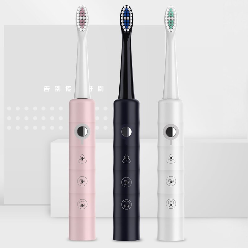 USB Rechargeable Waterproof  Sonic Couples Electric Toothbrush 6 Gears Soft Bristle Adult Tooth Brushes Replacement Heads Set