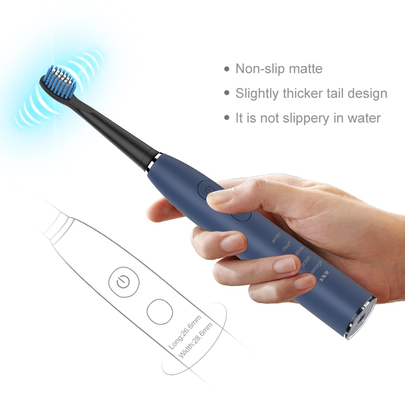 Electric Toothbrush SG-575 Sonic Clean Teeth 5 Clean Modes USB Recharageable 4 Replacement Brush Heads + 1 Indental Brush