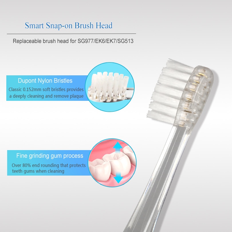 4pcs/lot Electric Toothbrush Head for SG977/EK6/EK7/513 Replaceable Brush Heads Remove Plaque Snap-on Heads Kids Toothbrush Head