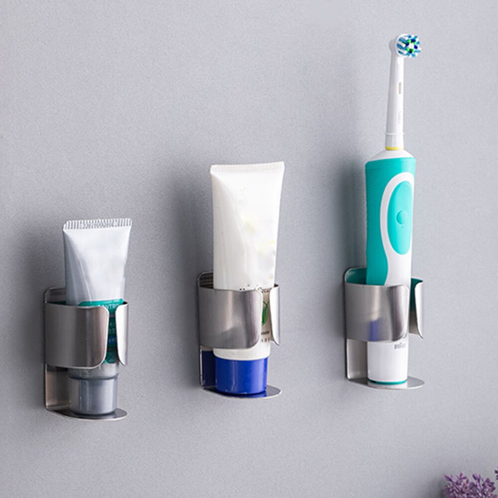Electric Toothbrush Holder Stainless Steel Toothpaste Stand Rack Wall-Mounted Toothbrush Organizer Shelf Bathroom Accessories