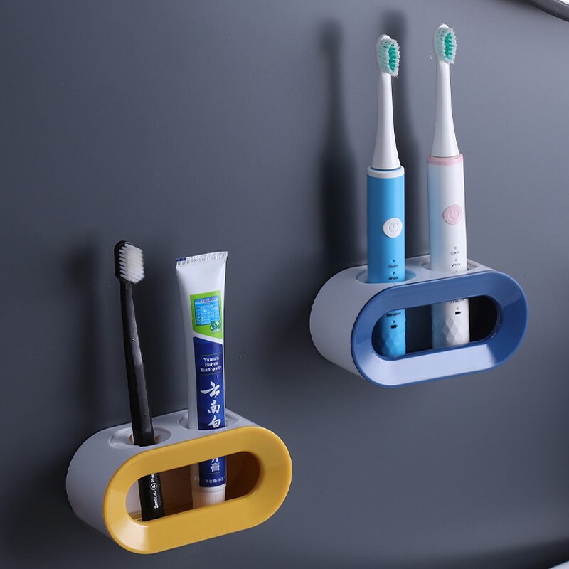 Electric Toothbrush Holder Double Hole Self-adhesive Stand Rack Wall-Mounted Holder Storage Space Saving Bathroom Accessories