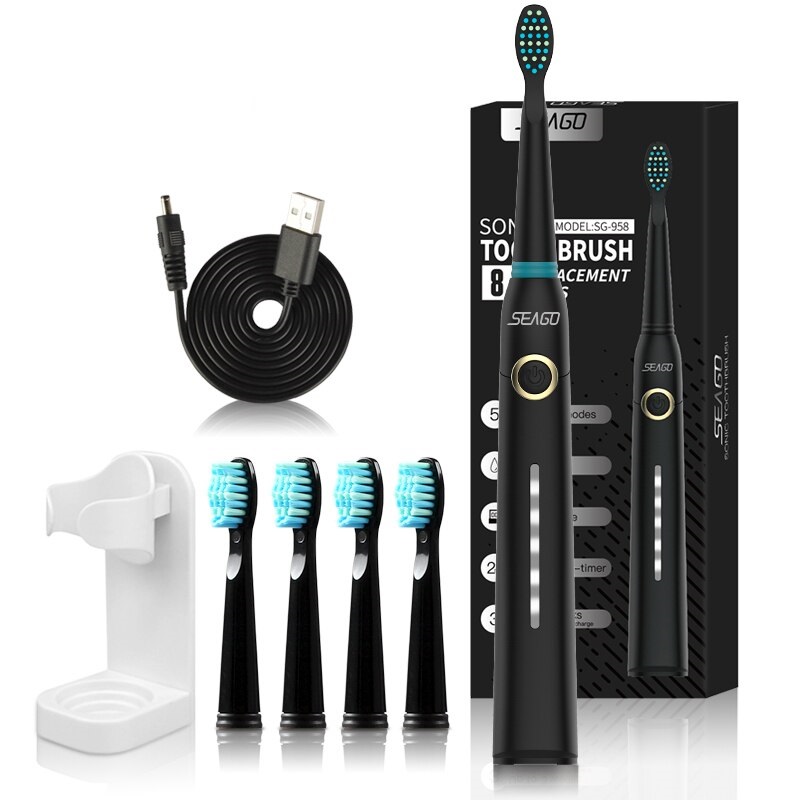Electric Toothbrush Rechargeable Whitening Toothbrush Waterproof 5 Cleaning Modes Sonic Toothbrush for Adult  Fast Charge