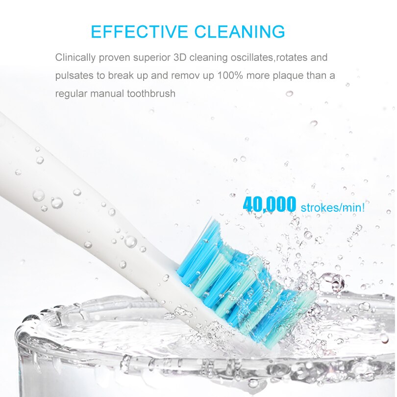 Electric Toothbrush Rechargeable Whitening Toothbrush Waterproof 5 Cleaning Modes Sonic Toothbrush for Adult  Fast Charge