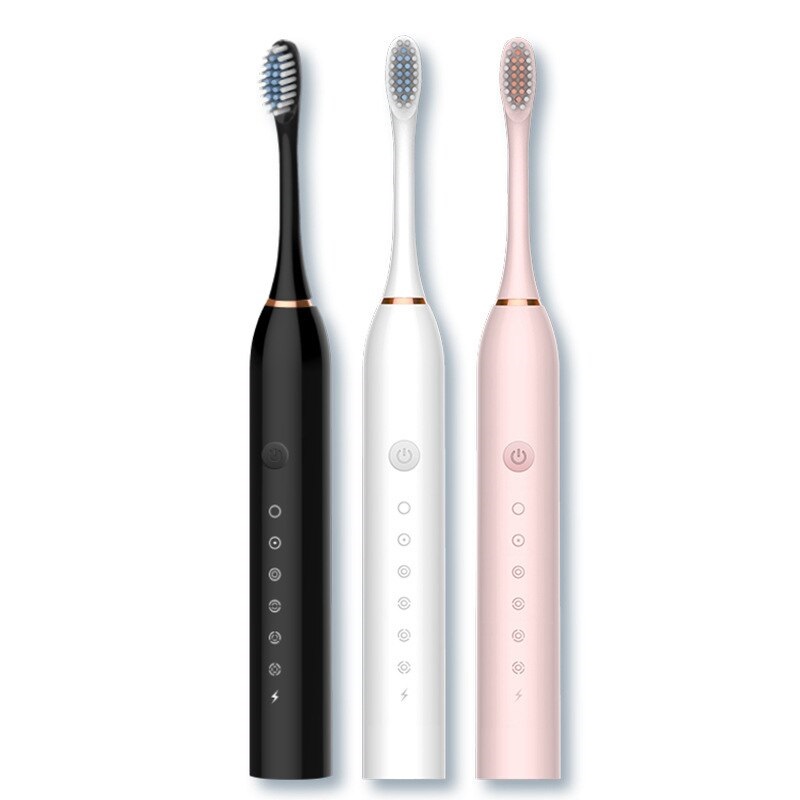 Electric Toothbrush Sonic Brush Head Adult Timer Brush 6 Mode USB Charger Rechargeable Tooth Brushes Replacement Heads Set