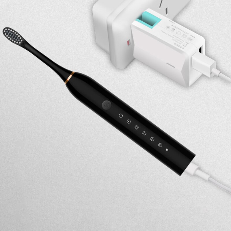 Electric Toothbrush Sonic Brush Head Adult Timer Brush 6 Mode USB Charger Rechargeable Tooth Brushes Replacement Heads Set