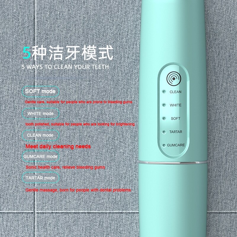 Electric Toothbrushes IPX7 Waterproof Smart Timer Chargeable 5-Speed Adjustable Sonic Whitening Toothbrush Tooth Scaler