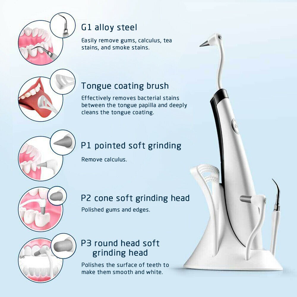 Electric Whiten Toothbrush Smile Sonic Dental Scaler 5-in-1 Remover Stain Tartar Dentist Oral Hygiene Ultrasonic Tooth Cleaner