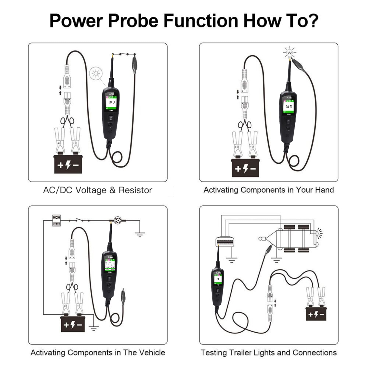 PowerPro P100  Electrical Circuit Tester for Cars Trucks and Motorbikes Multi-Lingual