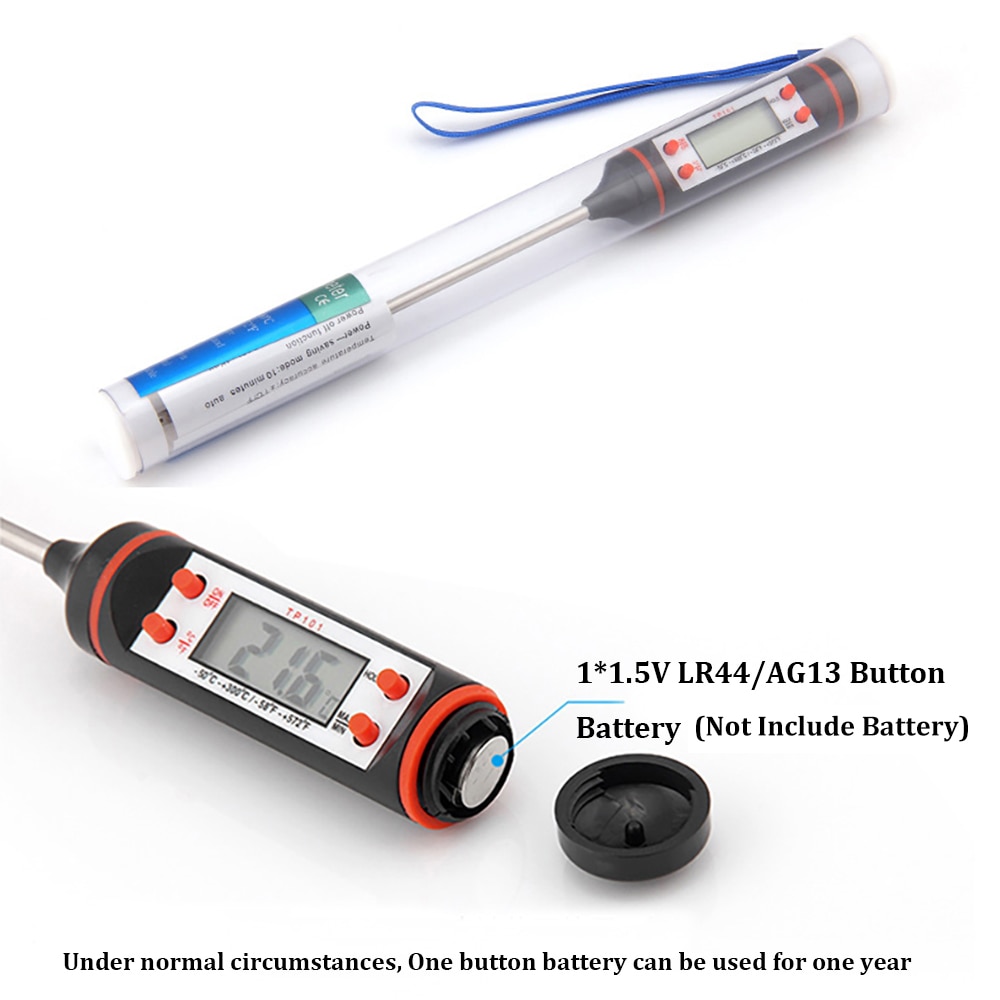 Electronic Digital Food Thermometer 304 Stainless Steel Probe Liquid Barbecue Baking Oil Temperature Meter TP101