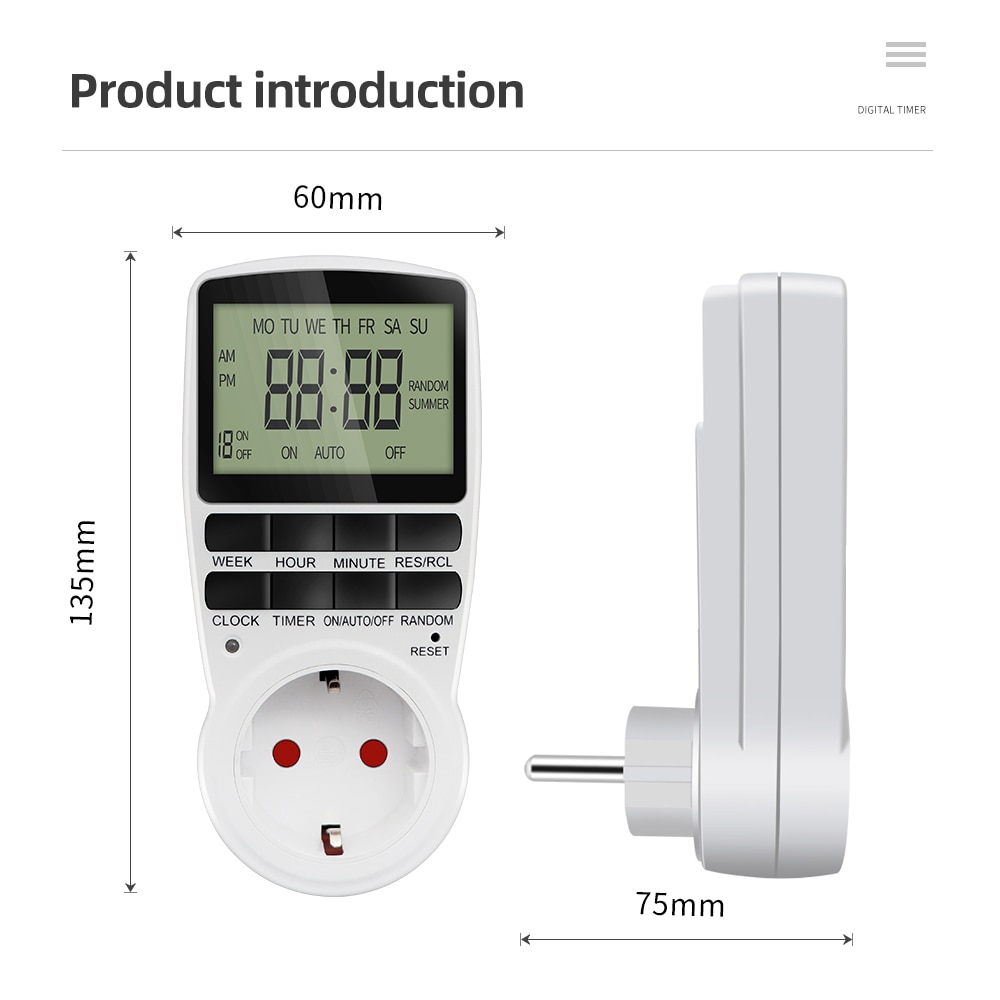 Electronic Digital Timer Switch Kitchen Timer Outlet 24/7 days Programmable Timing Socket EU/US/FR/UK/AU Plug Timer Switch