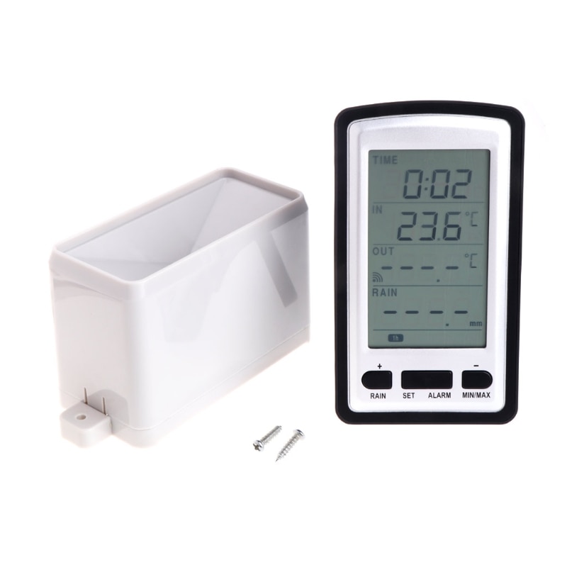 Electronic Wireless Rain Gauge Rain Meter Indoor Outdoor Digital Temperature Meter Weather Station Rainfall Statistics Recorder