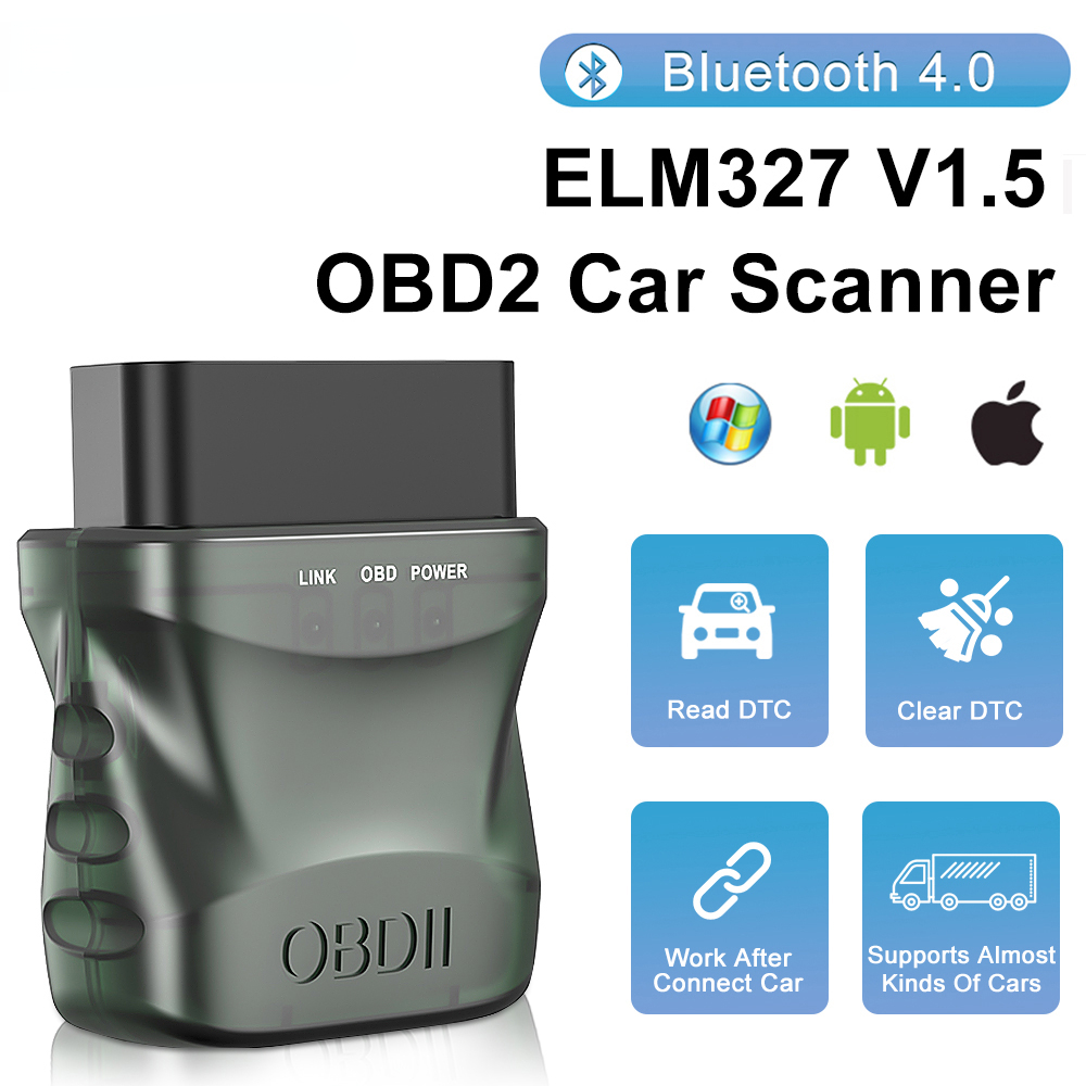 ELM327 V1.5 OBD2 Auto Scanner Wireless Bluetooth 4.0 OBD Reader Adapter OBD II Car Diagnostic Tool for IOS Android PC