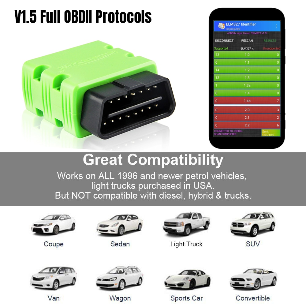 KONNWEI ELM327 V1.5 OBD2 Scanner KW902 Bluetooth-compatible Auto Scanner MINI ELM 327 OBD 2 KW902 Code Reader for Android Phone