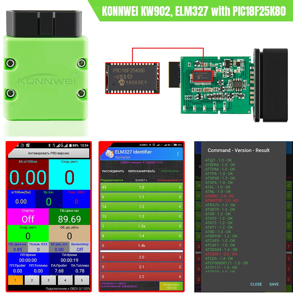 KONNWEI ELM327 V1.5 OBD2 Scanner KW902 Bluetooth-compatible Auto Scanner MINI ELM 327 OBD 2 KW902 Code Reader for Android Phone