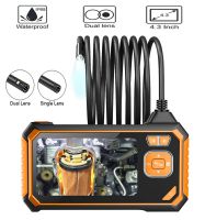 Endoscope with Two Cameras 4.3inch Screen Endoscopic Single Double Lens Pipe Borescope 7 Led Lights Car Inspection Mini Camera