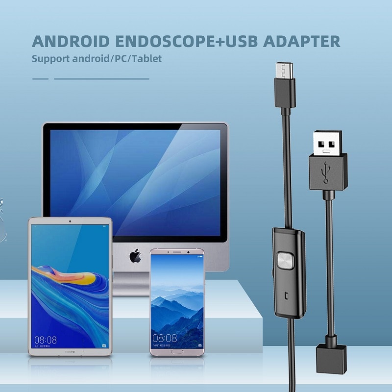 AN97 Endoscope Camera 7mm Lens Android Endoscope USB Inspection Borescope Camera 6 Led IP67 Waterproof for Android Phones PC