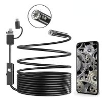 Dual Lens USB Inspection Camera 3 in 1 Micro USB Type-C Endoscope Camera OTG Phone Borescope with 8 LED for Android Phone PC