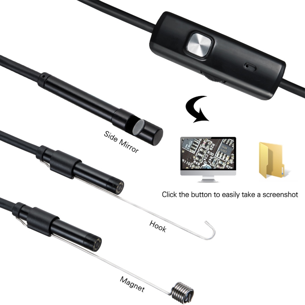 Mini Endoscope Camera Waterproof Endoscope Borescope Adjustable Soft Wire 6 LEDS 7mm Android Type-C USB Inspection Camea for Car