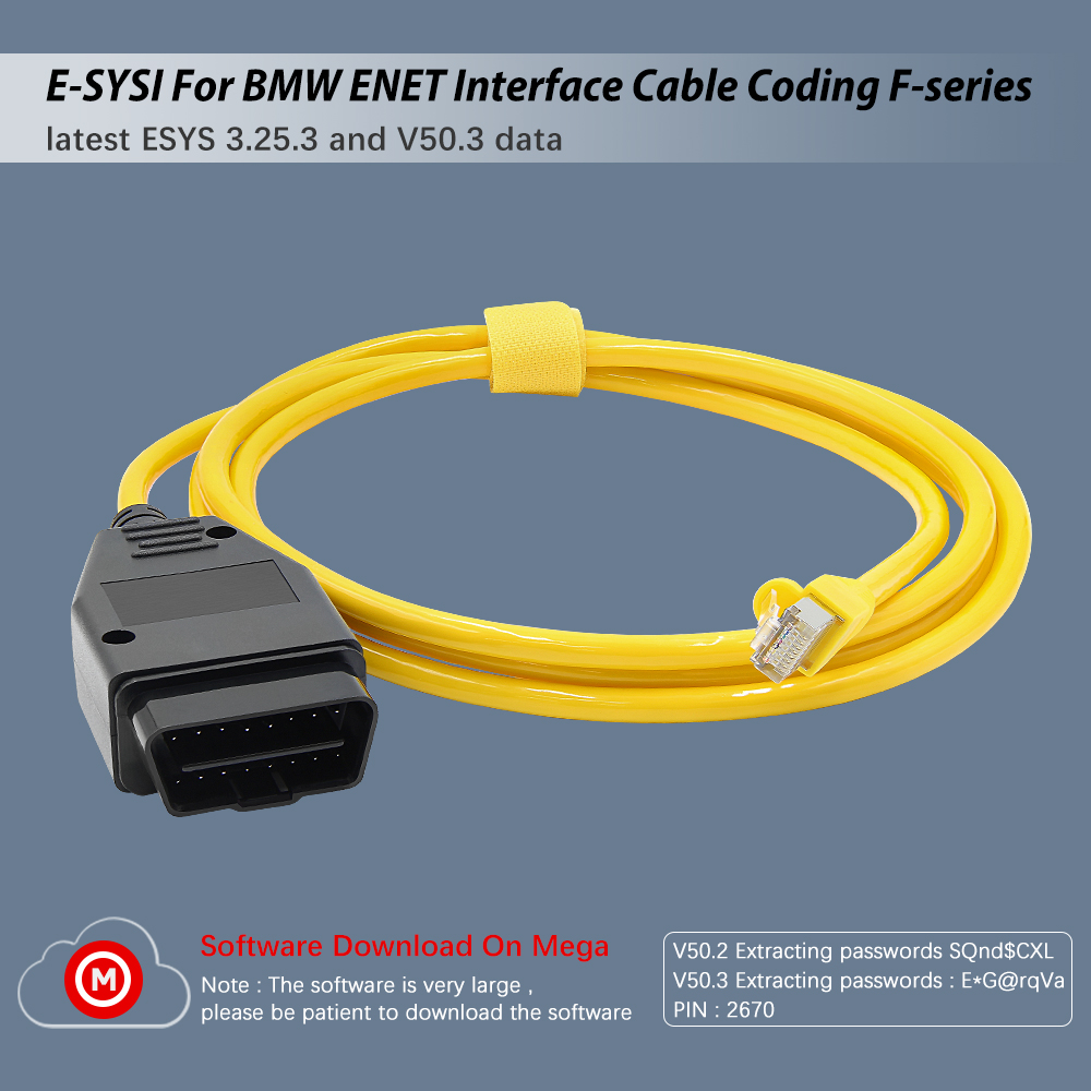 ESYS ENET Cable For BMW F-serie Refresh Hidden ICOM ENET ICOM For BMW F-Series Ethernet to OBD V50.3 ECU Programmer OBD2 Scanner Car DiagnosticTool