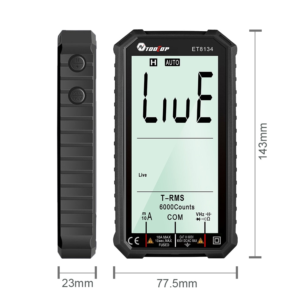 ET8134 Digital Multimeter 4.7In LCD DC/AC Current Voltage Measurement Capacitance Resistance Measuring Meter NCV Tester