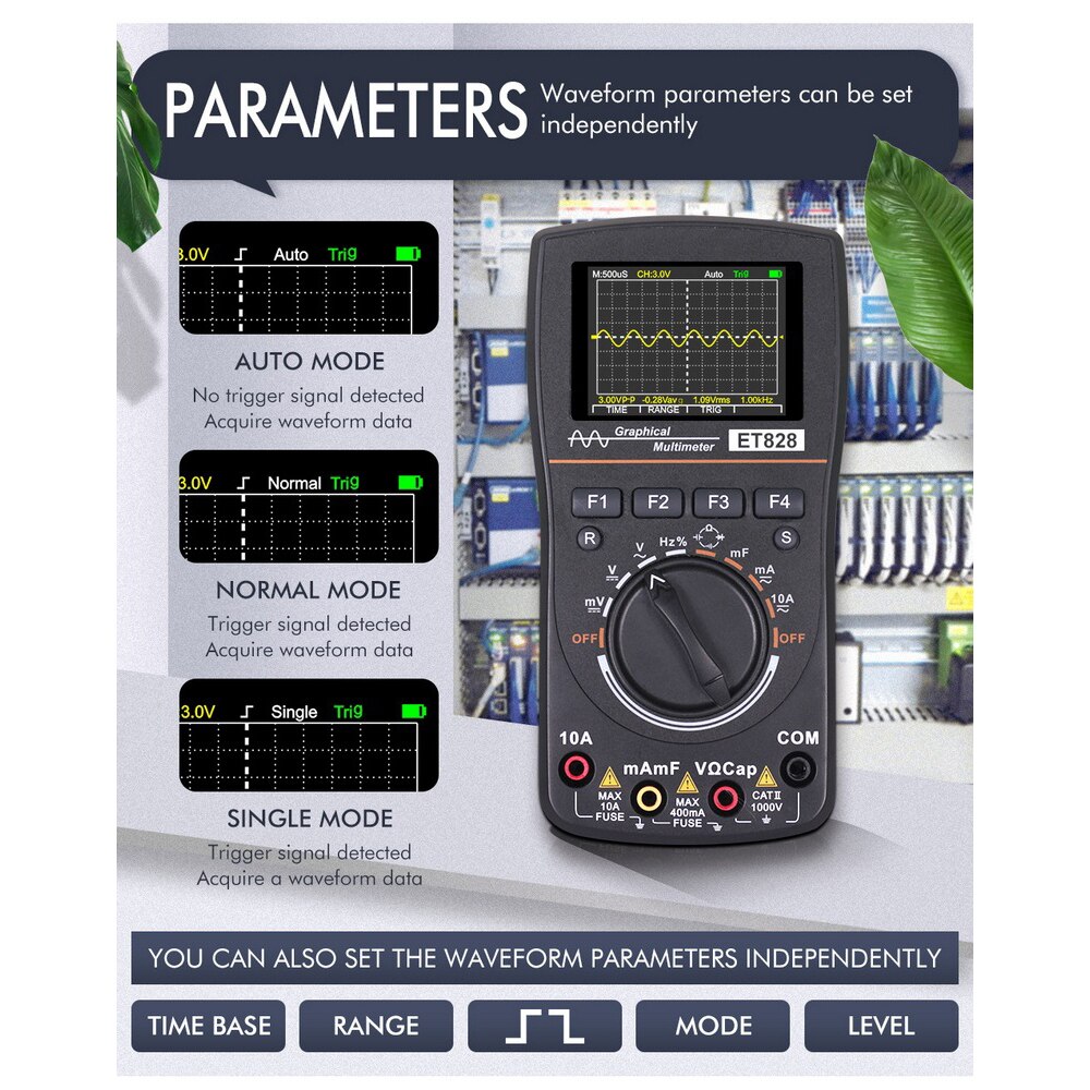 ET828 2 In 1 Intelligent Digital Oscilloscope Auto Range Graphical Multimeter 2.4