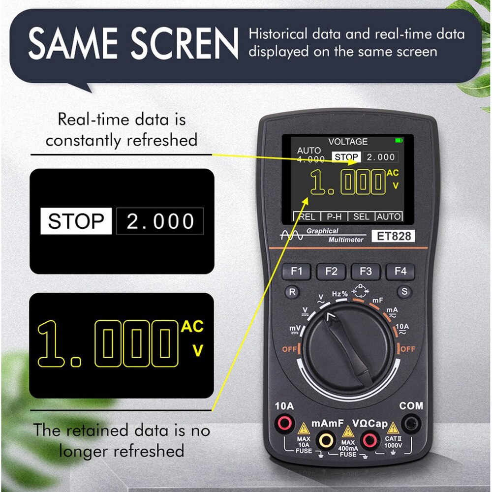 ET828 2 In 1 Intelligent Digital Oscilloscope Auto Range Graphical Multimeter 2.4