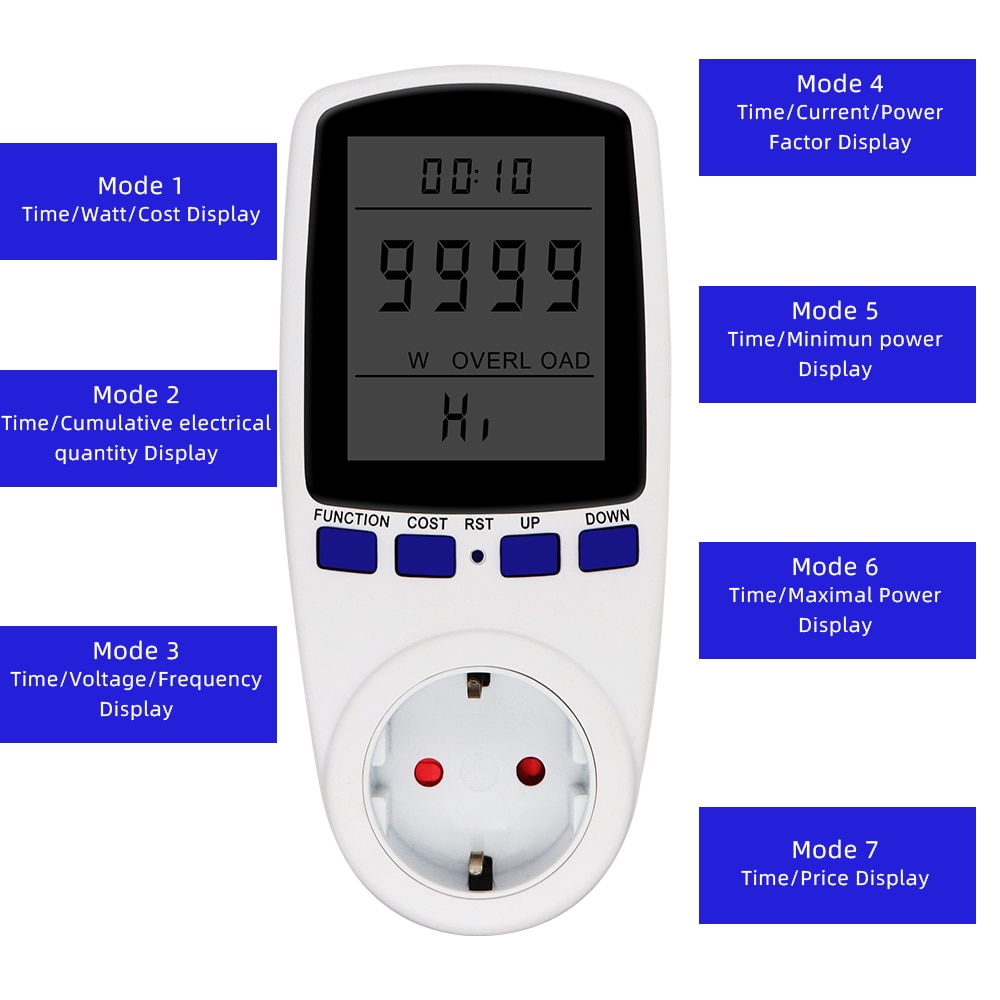 EU Digital Volt Voltage Wattmeter Power Analyzer Electronic Power Energy Meter Automatic Kwh Power Switch  30%off