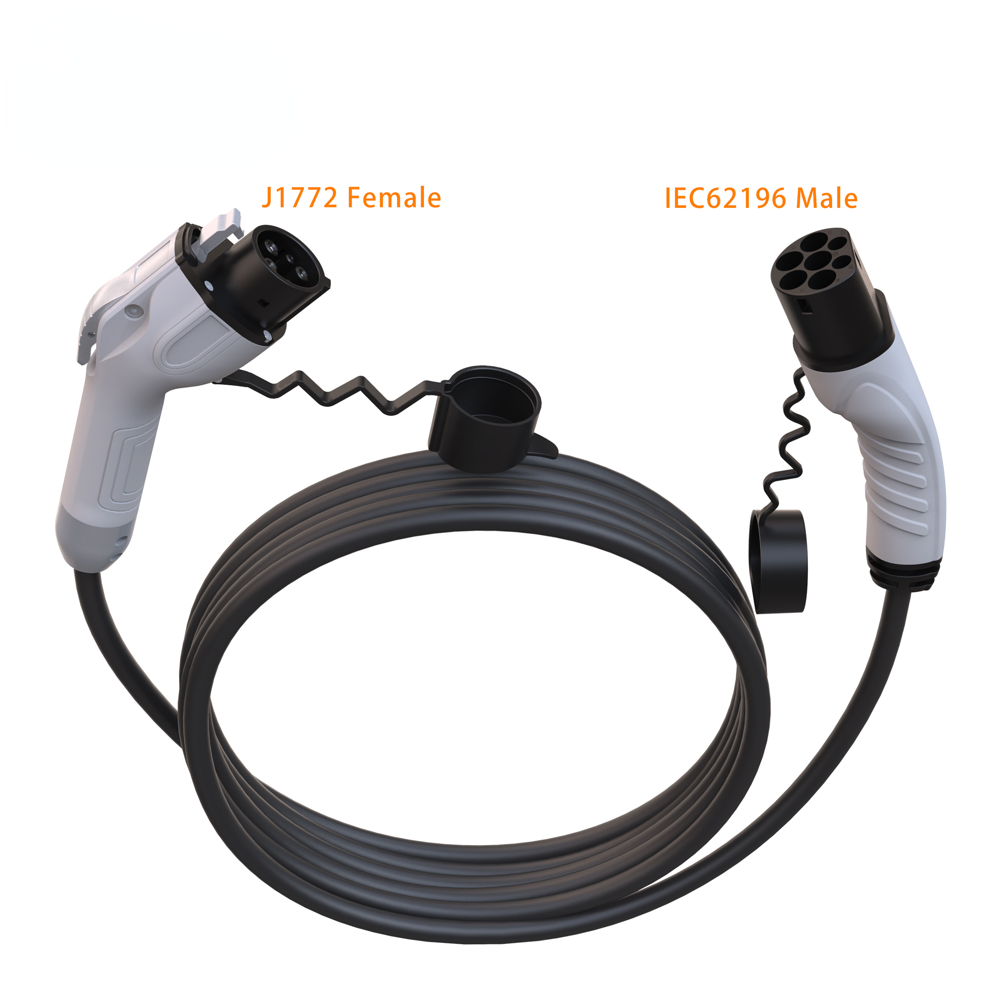 EV Charger Plug 32A Type1 Cable SAEJ1772 to Type2 IEC62196-2 Cord 16A with 5m Cable for Electric Vehicle Charging Station