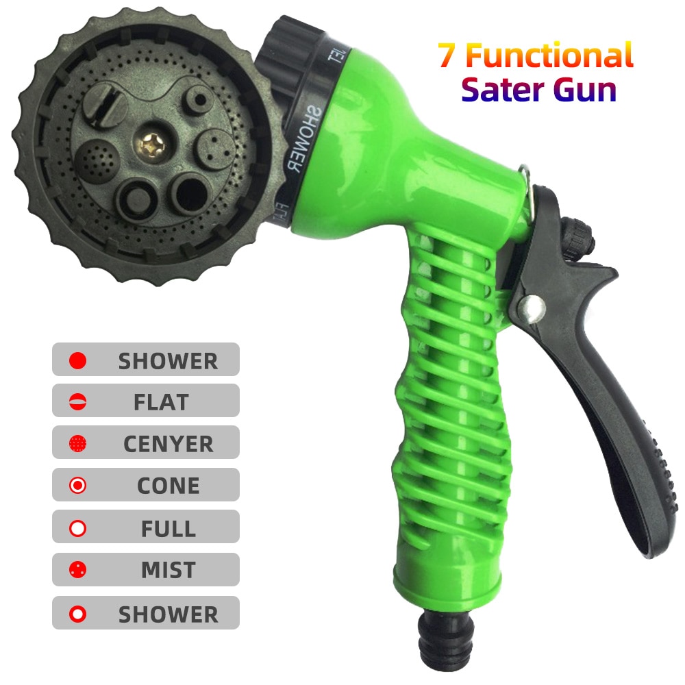 25-200FT Expandable Water Gun Hose Kit Magic PVC Reel Pipe with 7 Spraying Mode Water Gun for Garden Farm Irrigation Car Wash