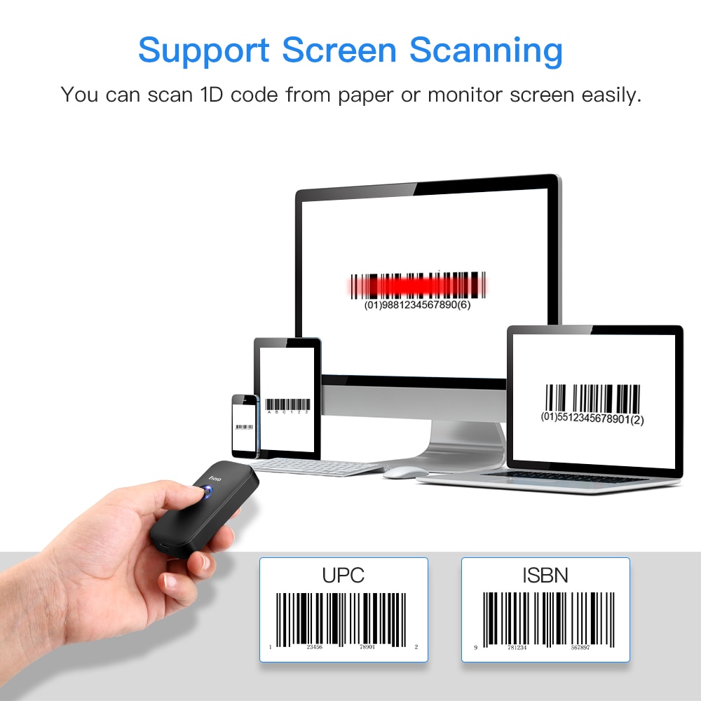 EY-009C Barcode Scanner CCD 2.4G Pocket BT Wired 3-in-1 Connection Modes Decoding Capability Mini Barcode Scanner Wireless