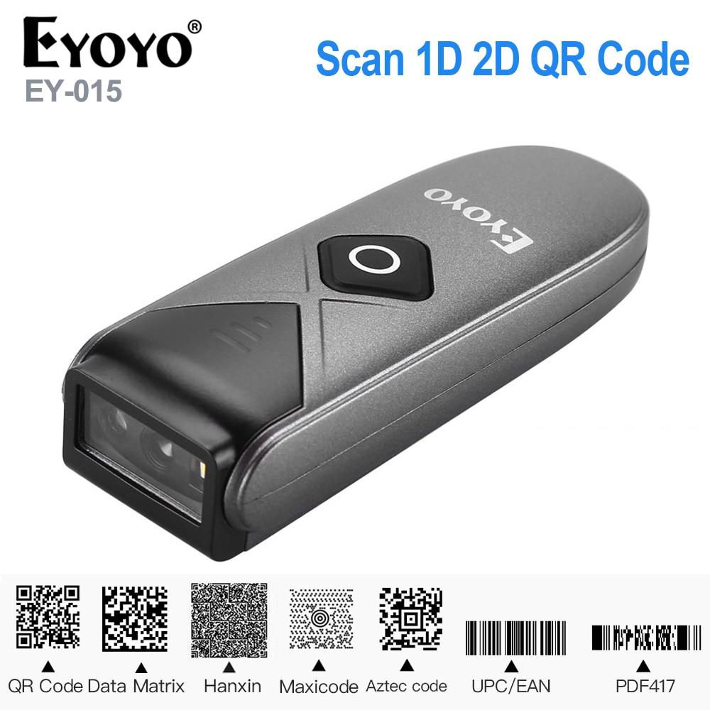 EY-015 Mini Barcode Scanner USB Wired/Bluetooth/ 2.4G Wireless 1D 2D QR PDF417 Bar code for iPad iPhone Android Tablets PC